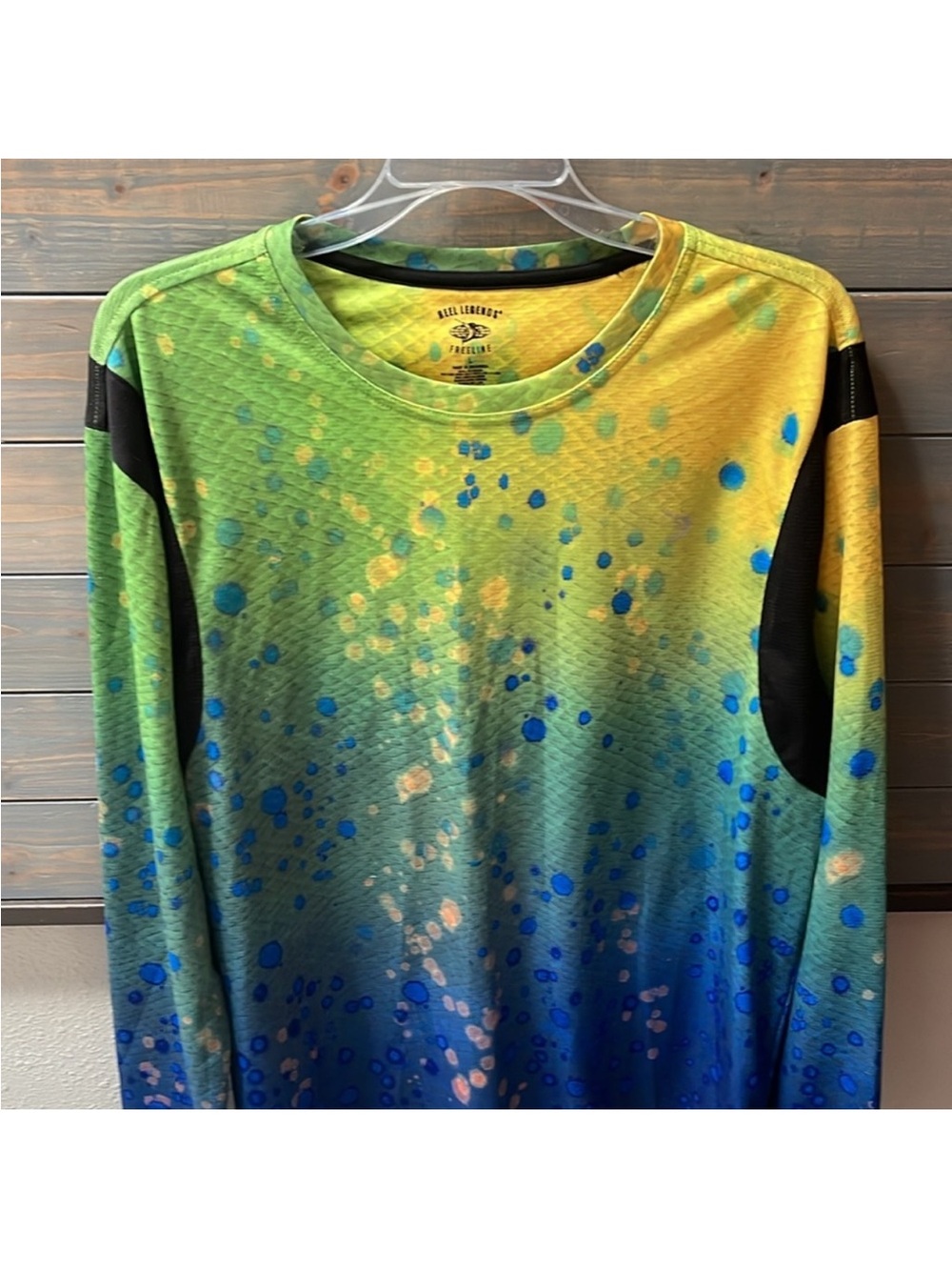 Reel Legends Gradient Splash Long Sleeve Shirt - Yellow Green Blue - Picture 3 of 9